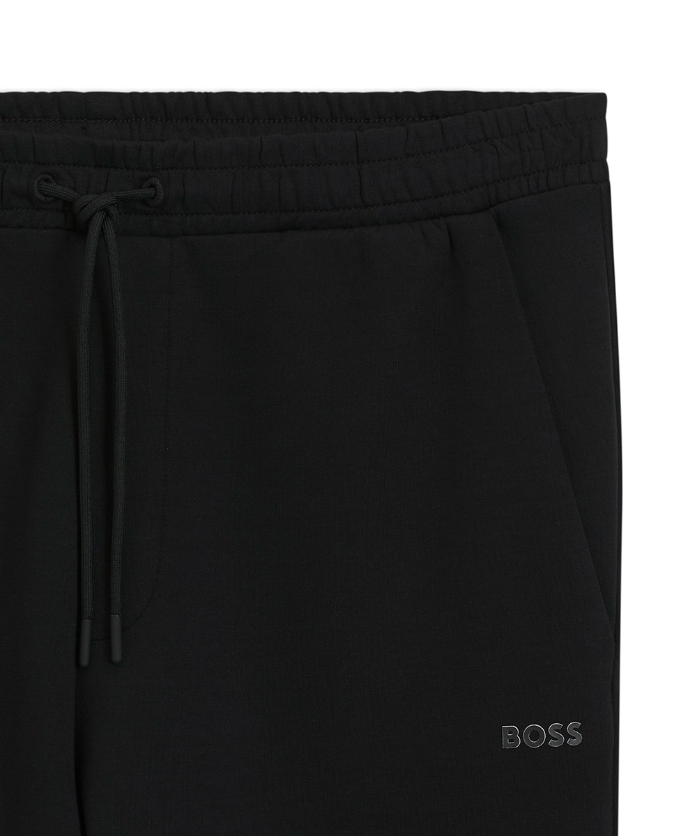 Calças de Fato de Treino em Algodão Elástico com Logótipo Estampado Preto-6