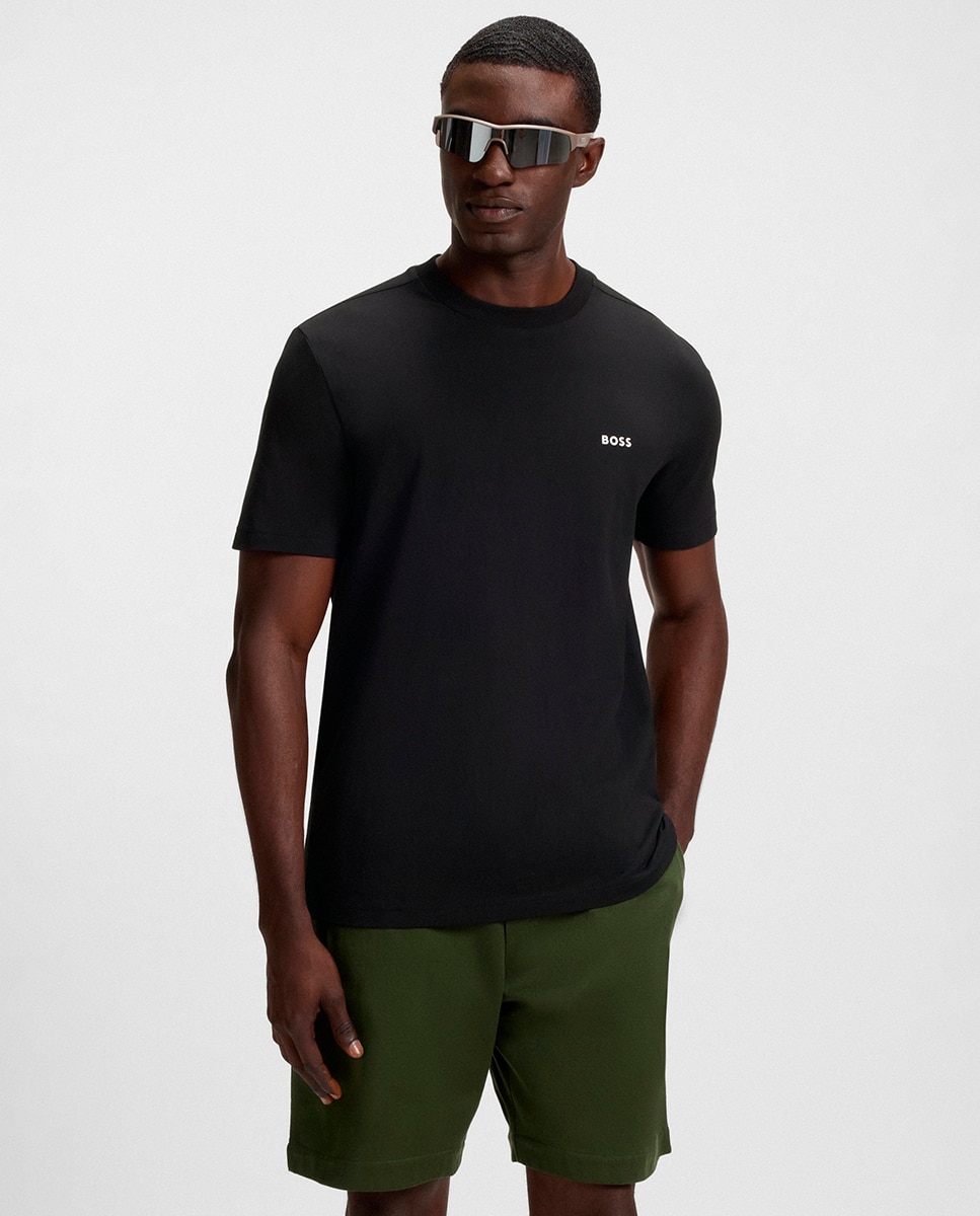 Imagem 0 de T-shirt Regular Fit de Algodão Elástico com Logótipo em Contraste