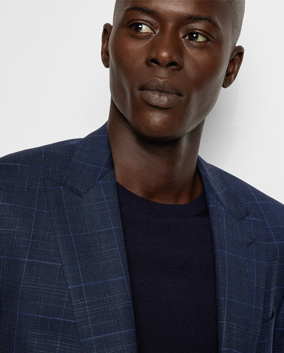 Camisola de Malha Slim Fit de Lã Virgem Azul-marinho-3
