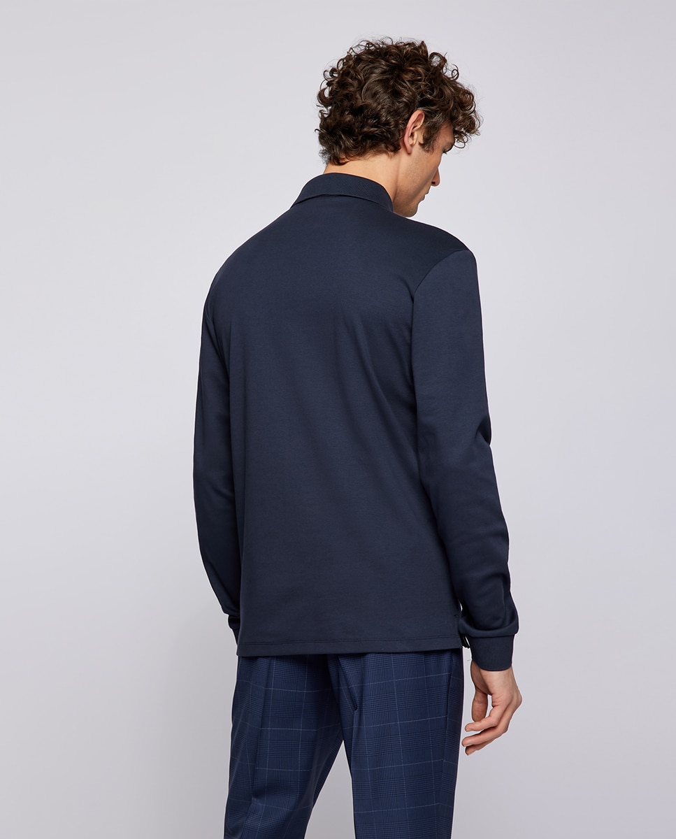 Polo de Algodão Orgânico com Logótipo Bordado Azul-marinho-2