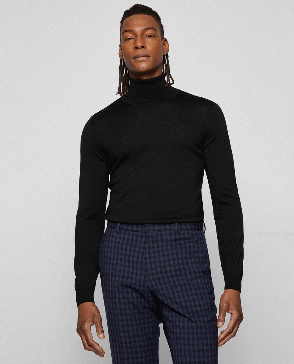 Imagem 0 de Camisola de Malha Slim Fit com Gola Dobrada