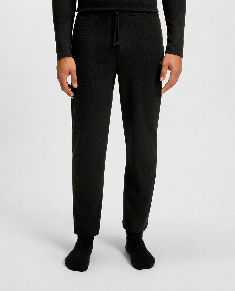 Calças de Pijama de Algodão com Logótipo Bordado Preto-2