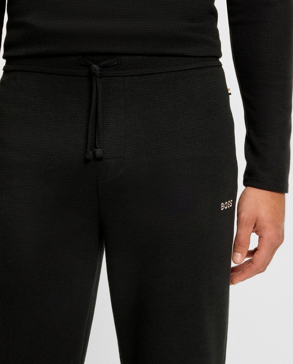 Calças de Pijama de Algodão com Logótipo Bordado Preto-4