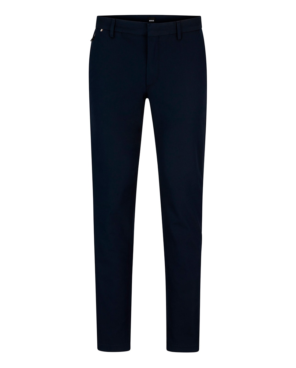 Calças Slim Fit de Algodão Elástico Azul-marinho-5