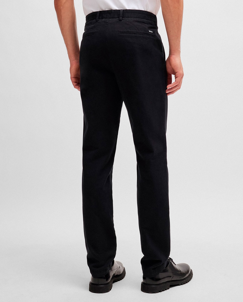 Calças Chino Slim Fit em Tecido de Gabardine Preto-3