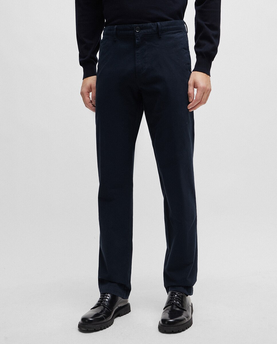 Calças Chino Slim Fit de Algodão Cómodo Azul-marinho-2