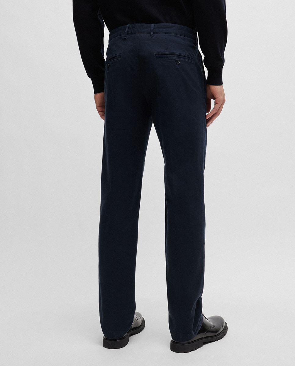 Calças Chino Slim Fit de Algodão Cómodo Azul-marinho-3