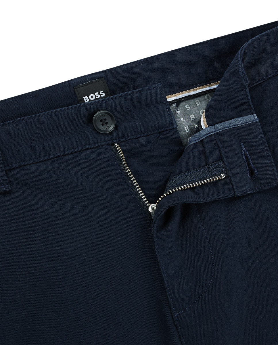 Calças Chino Slim Fit de Algodão Cómodo Azul-marinho-6
