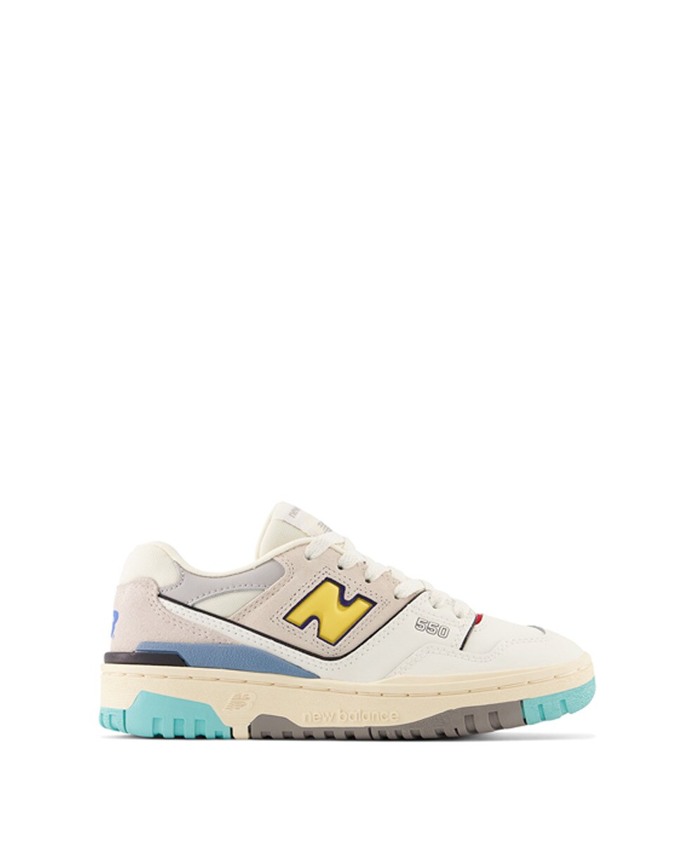 Sapatilhas Casual de Criança Retro Basket 550v1 Branco/Amarelo-1