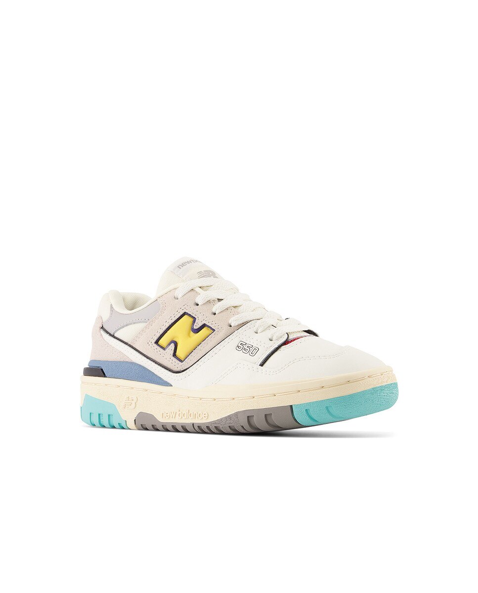 Sapatilhas Casual de Criança Retro Basket 550v1 Branco/Amarelo-2