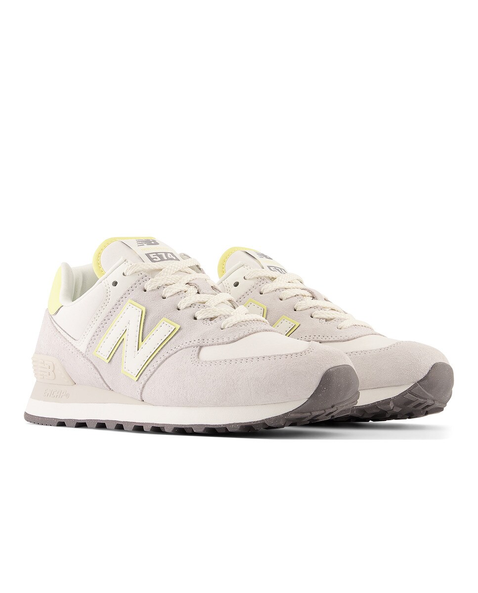 Sapatilhas casual de mulher 574 New Balance Cinzento / Amarelo-2