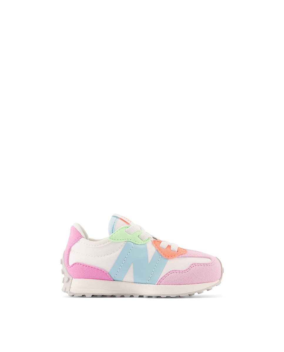 Sapatilhas Casual de Bebé 327 Bungee Lace Branco / Rosa-1