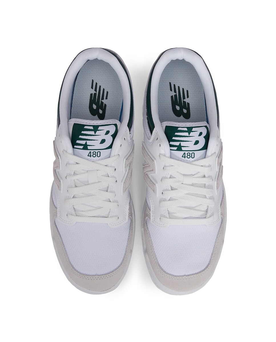 Sapatilhas Casual Unissexo Retro Basket 480 Leather Branco / Verde-3