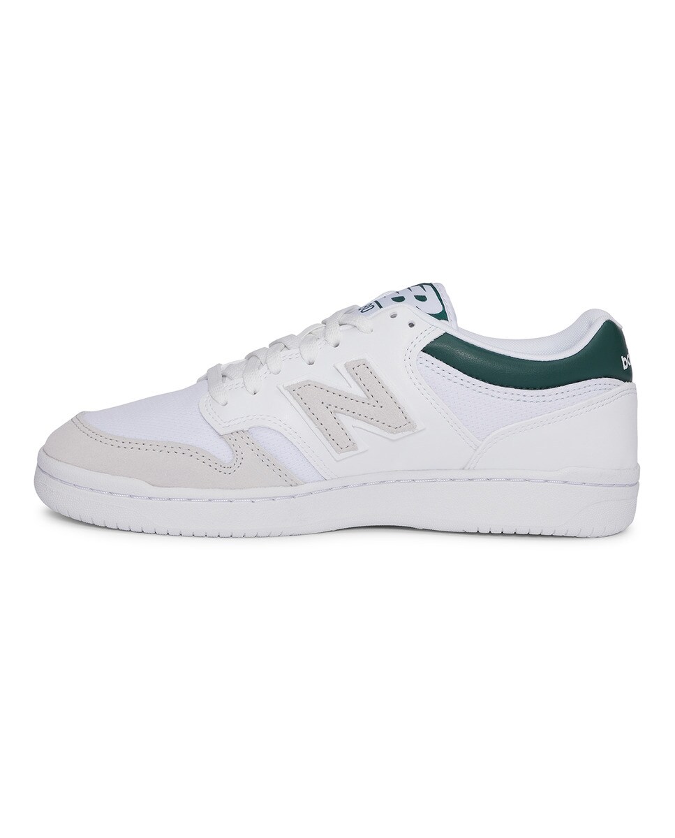 Sapatilhas Casual Unissexo Retro Basket 480 Leather Branco / Verde-4