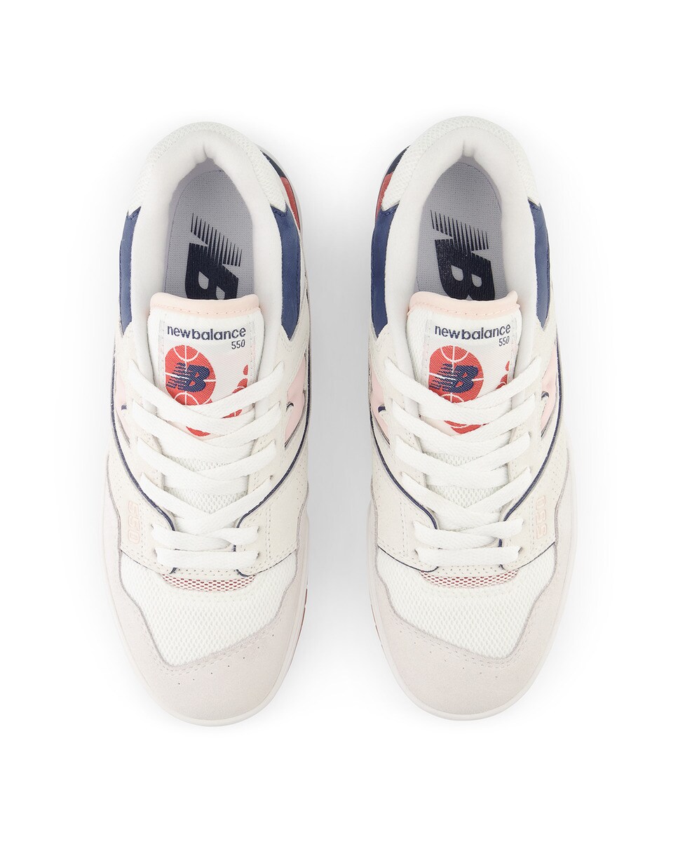 Sapatilhas Casual de Mulher Retro Basket 550 Branco / Rosa-3