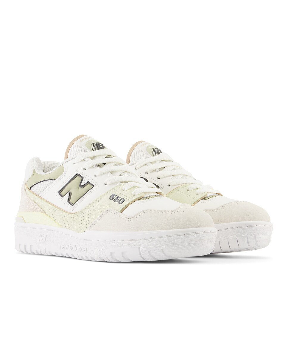Sapatilhas Casual de Mulher Retro Basket 550 Branco / Verde-claro-2