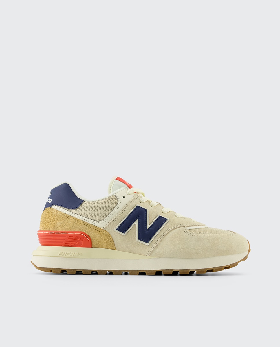 Sapatilhas casual de mulher 574 New Balance Bege / Azul-marinho-1