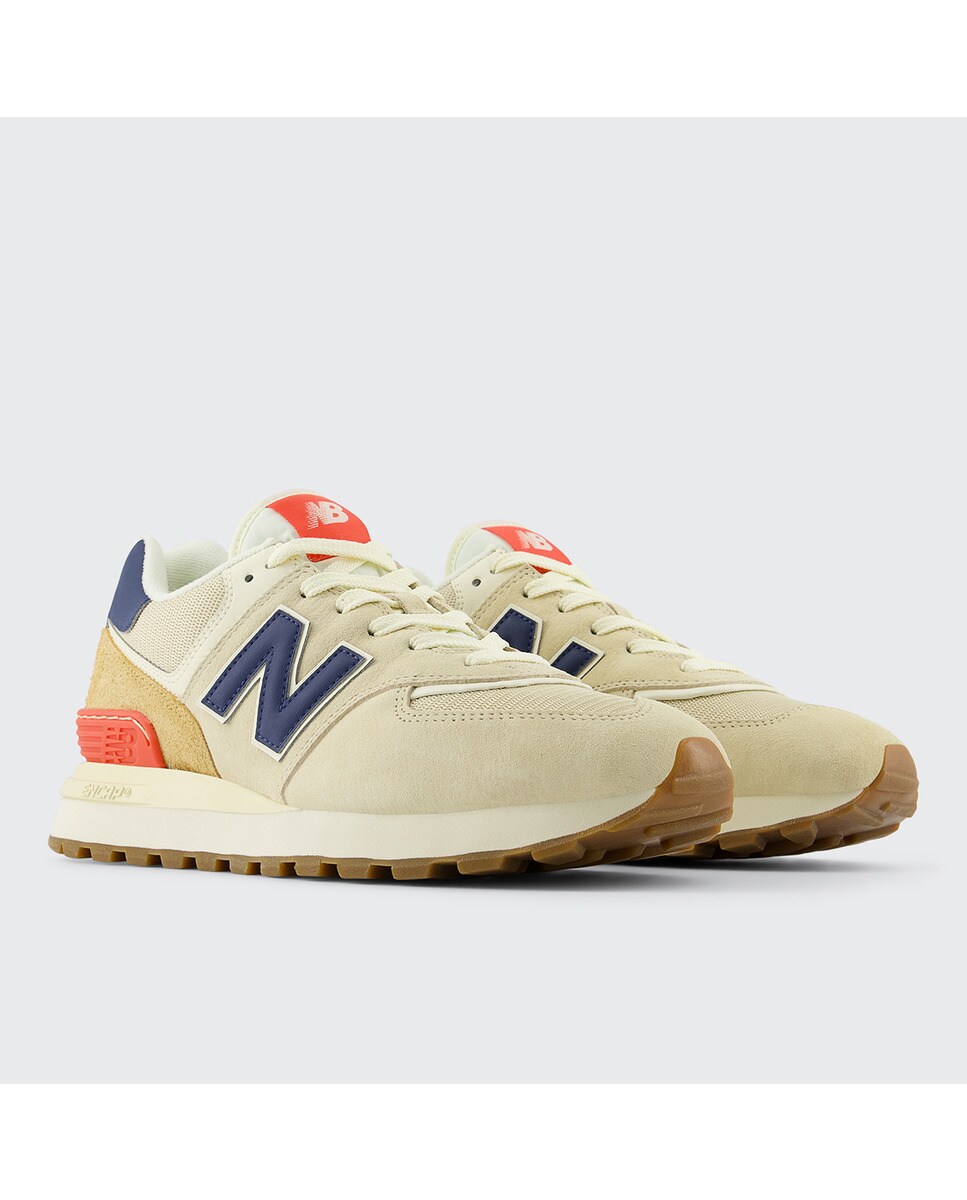 Sapatilhas casual de mulher 574 New Balance Bege / Azul-marinho-2