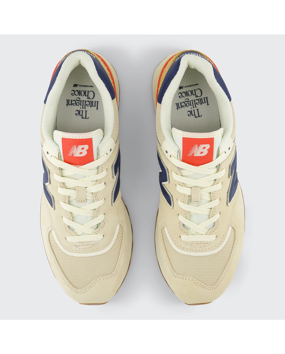 Sapatilhas casual de mulher 574 New Balance Bege / Azul-marinho-3