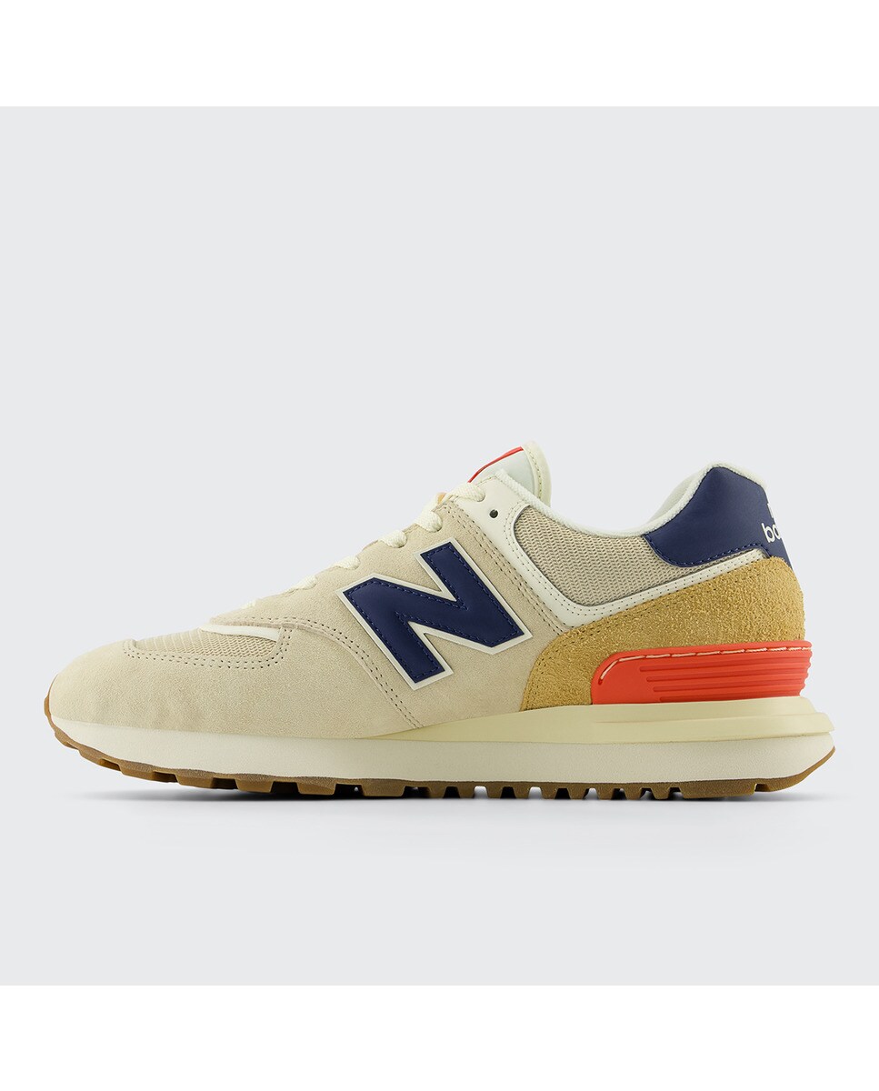 Sapatilhas casual de mulher 574 New Balance Bege / Azul-marinho-4