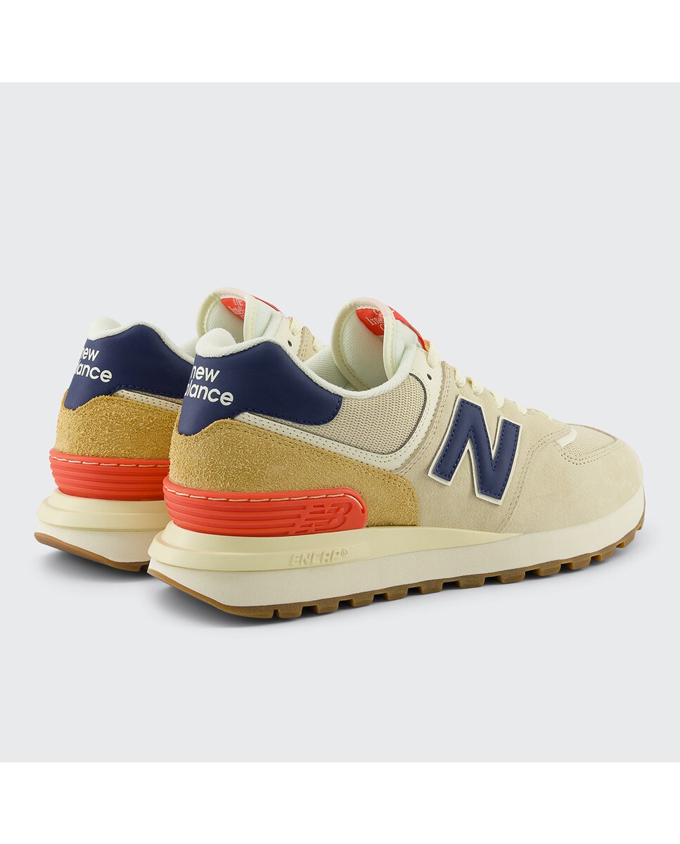 Sapatilhas casual de mulher 574 New Balance Bege / Azul-marinho-7