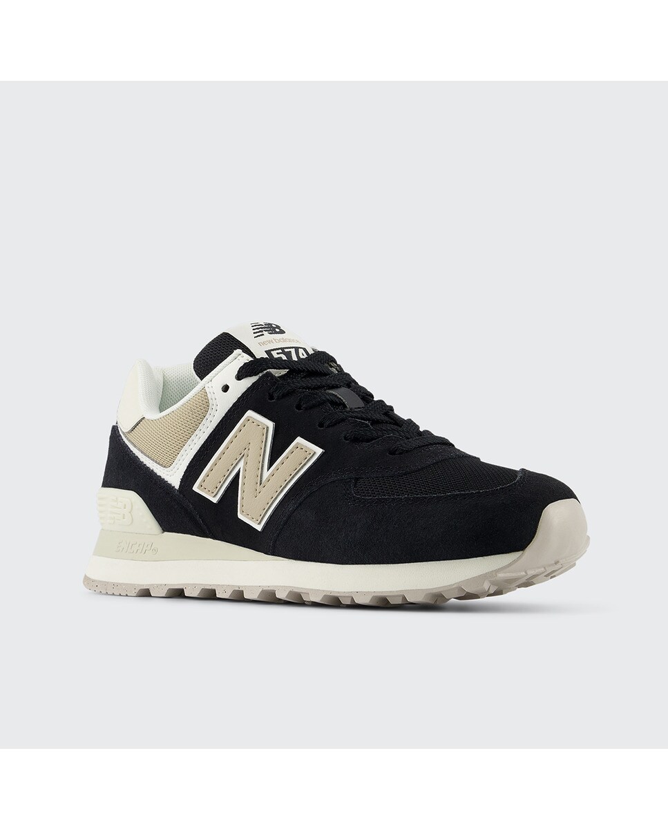 Sapatilhas casual de mulher 574 New Balance Preto / Bege-2