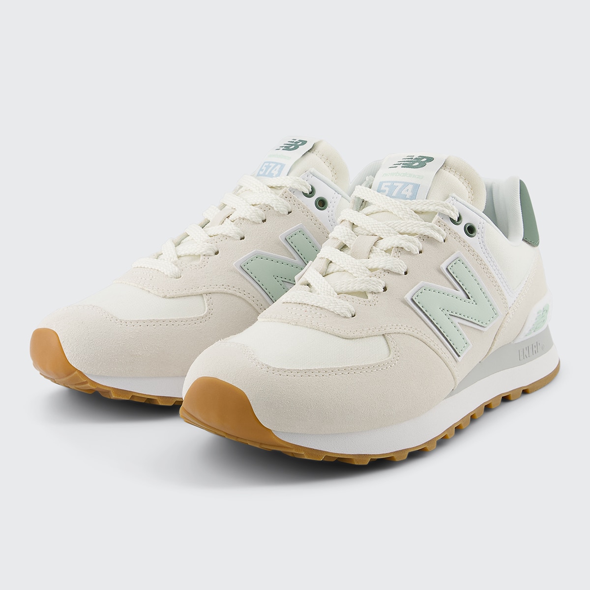 Sapatilhas Casual de Mulher WL574CGR Branco / Verde-2