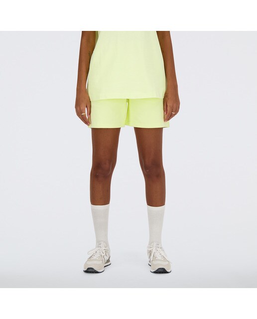 Calções de Mulher NB Athletics French Terry Amarelo-1