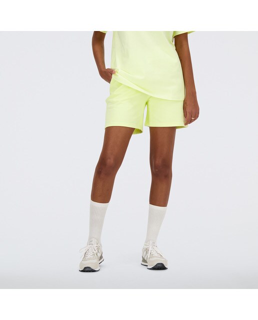 Calções de Mulher NB Athletics French Terry Amarelo-4
