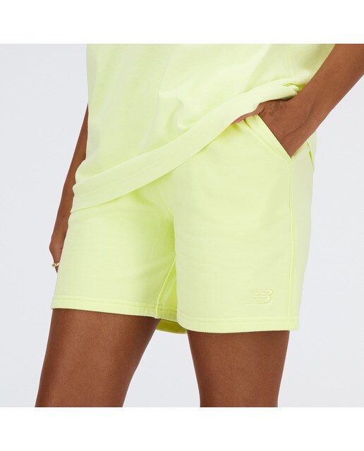 Calções de Mulher NB Athletics French Terry Amarelo-5