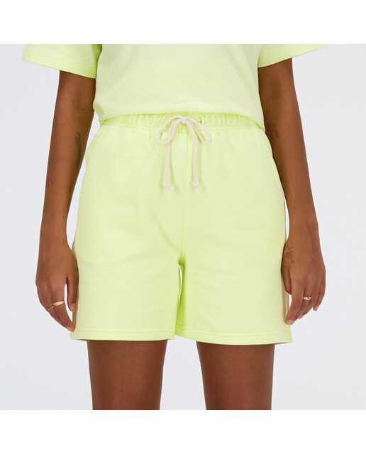 Calções de Mulher NB Athletics French Terry Amarelo-6