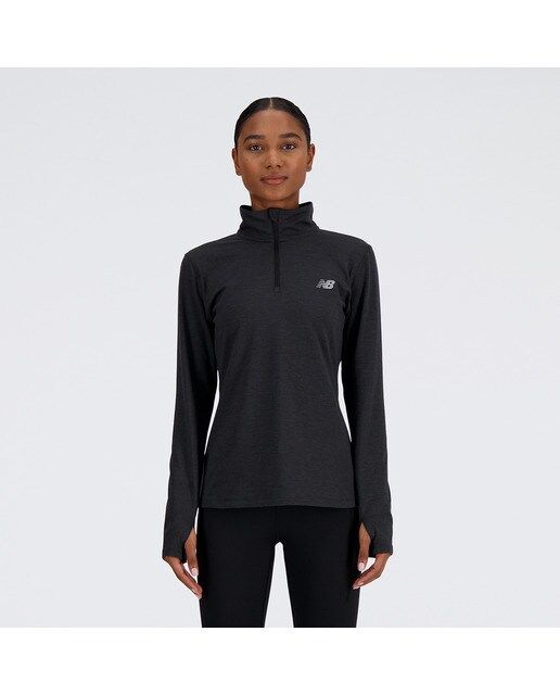 T-shirt de Mulher Sport Essentials Space Dye Quarter Zip Preto-1