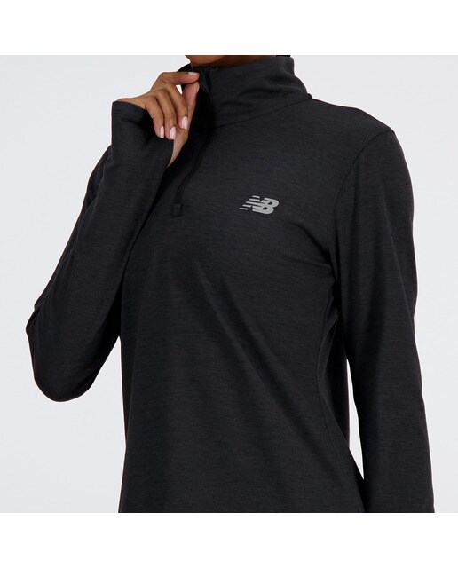 T-shirt de Mulher Sport Essentials Space Dye Quarter Zip Preto-3