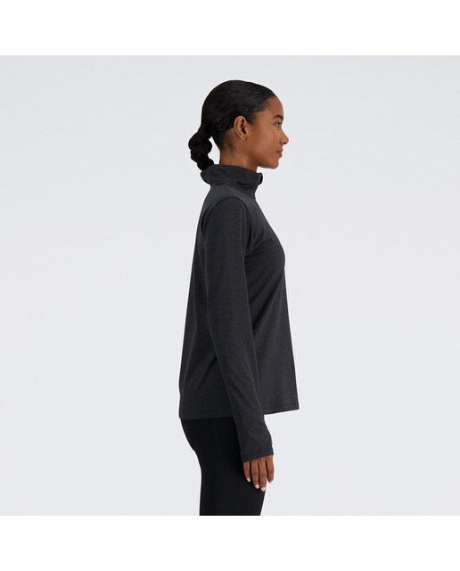 T-shirt de Mulher Sport Essentials Space Dye Quarter Zip Preto-4