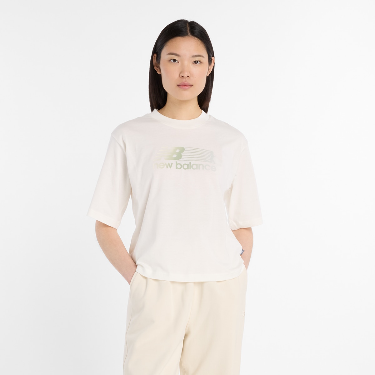 T-shirt Gradient Runner de Mulher Bege-1