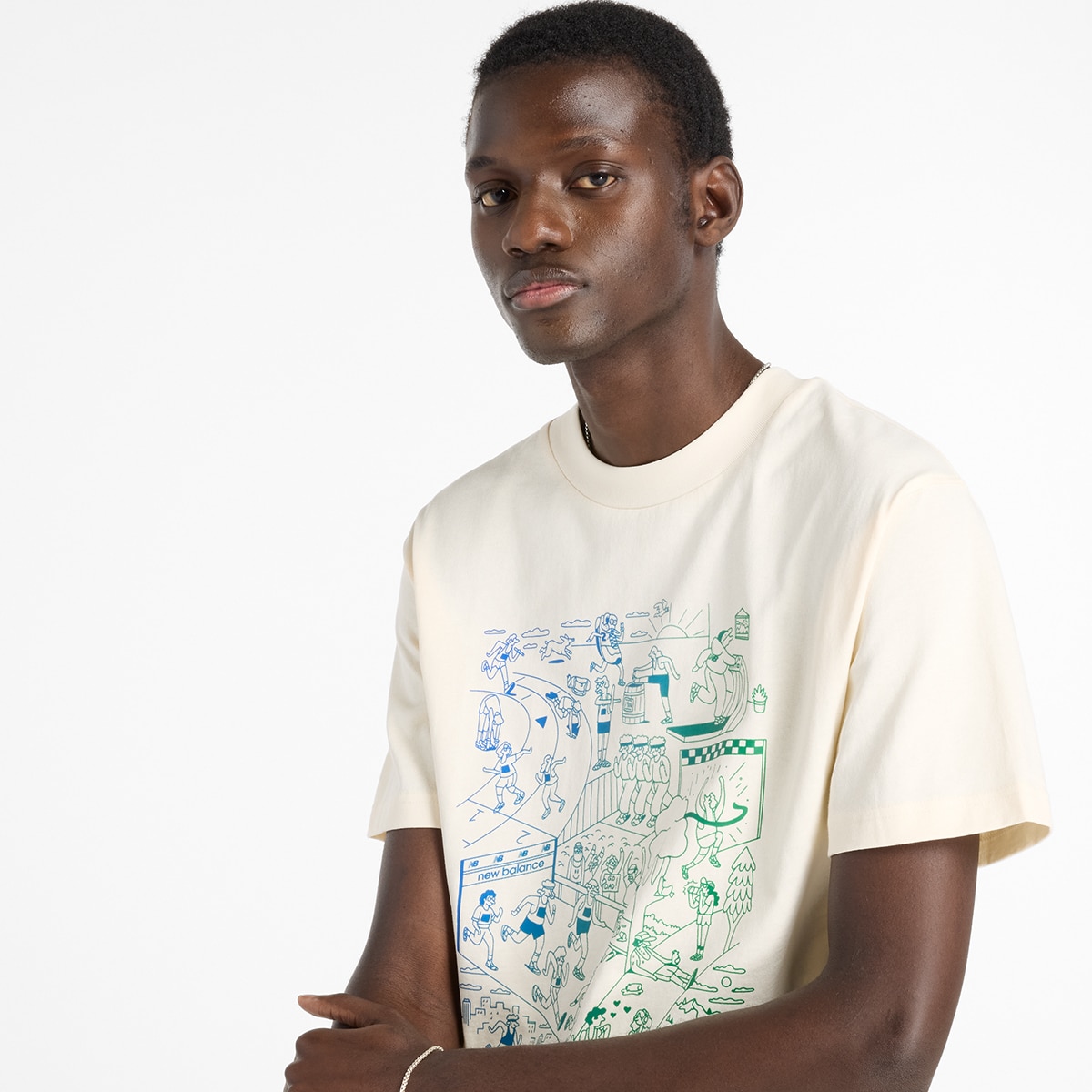 T-shirt Athletics Run Mural de Homem Branco-4