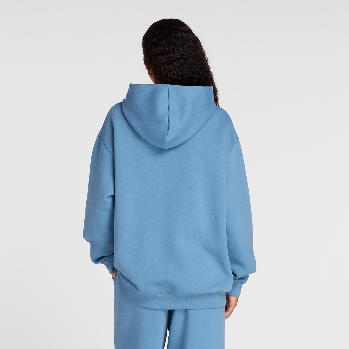 Sweatshirt de Capuz Linear Heritage Fleece Long de Mulher Azul-2