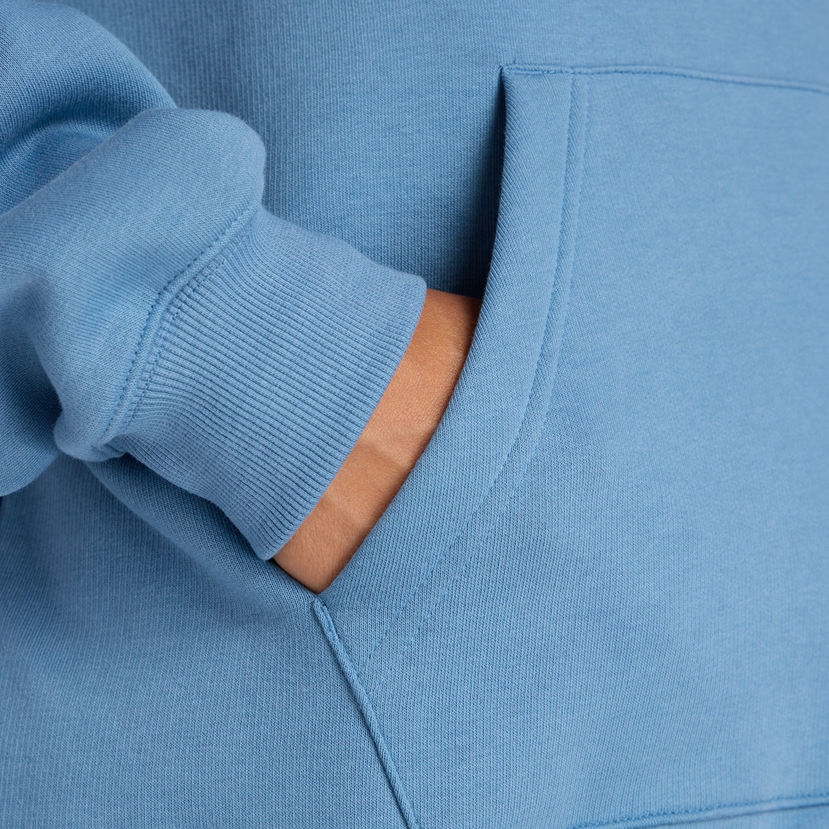 Sweatshirt de Capuz Linear Heritage Fleece Long de Mulher Azul-6