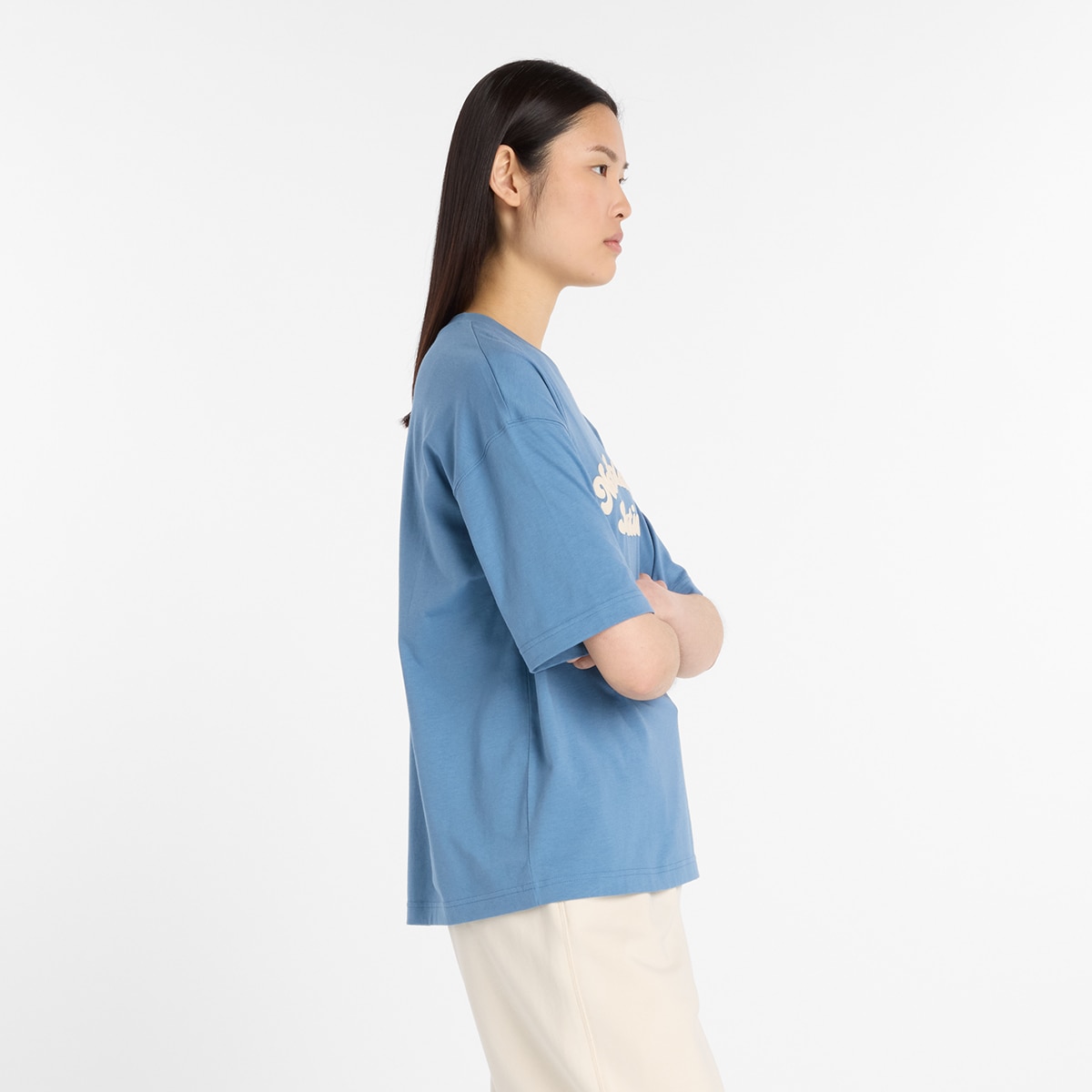 T-shirt Linear Heritage Oversized de Mulher Azul-3