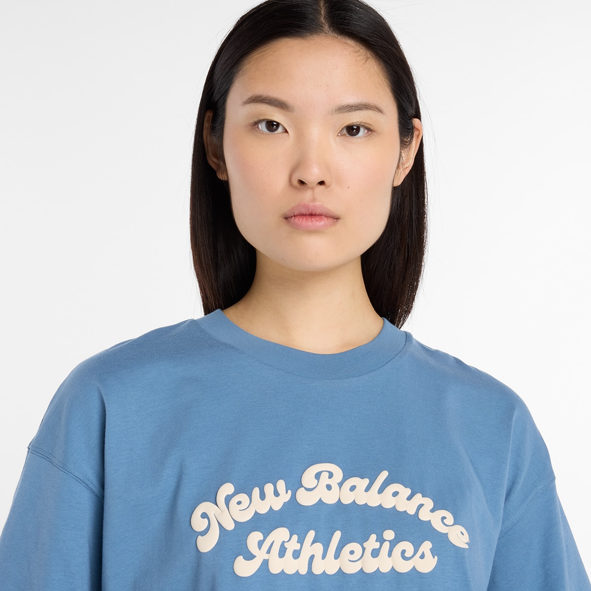 T-shirt Linear Heritage Oversized de Mulher Azul-4