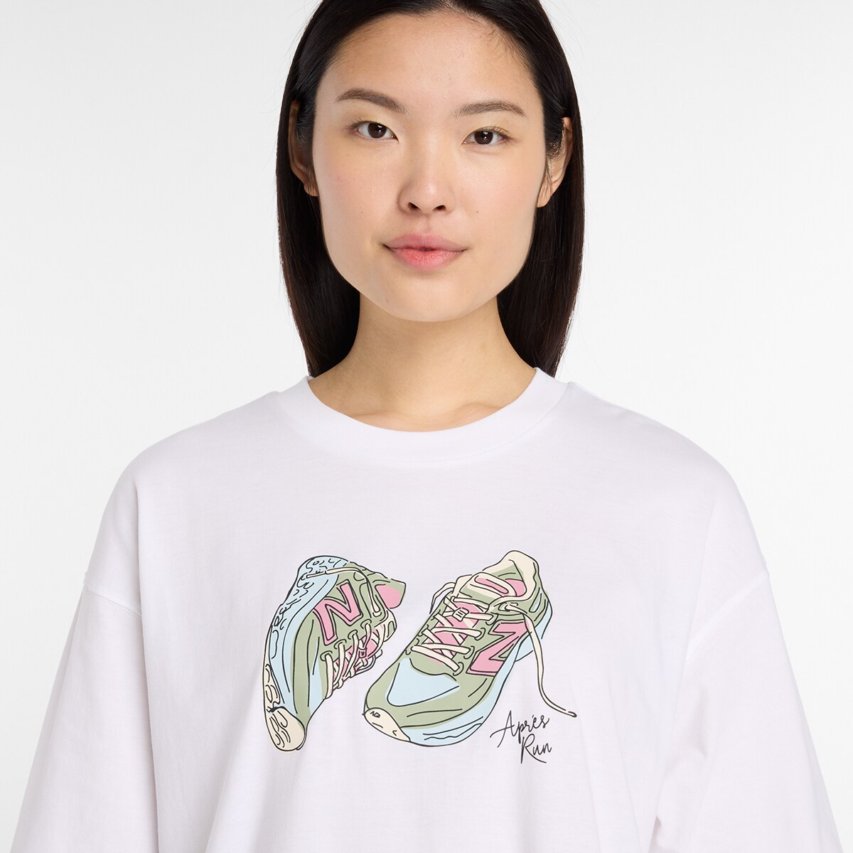 T-shirt Apres Run Shoe de Mulher Branco-4