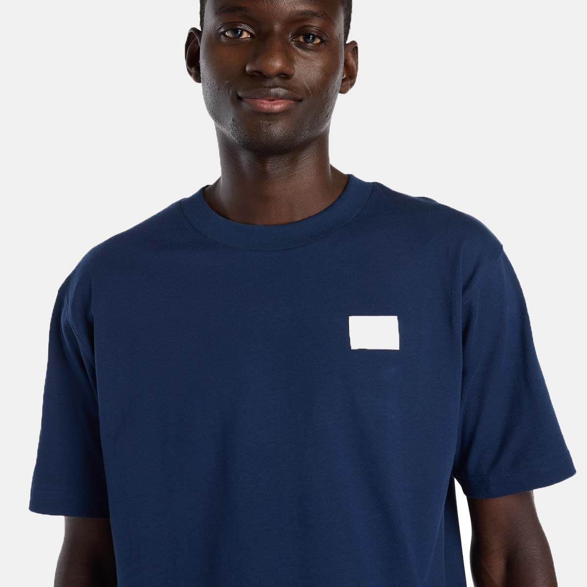 T-shirt Casual de Homem Woven Label Azul-marinho-4