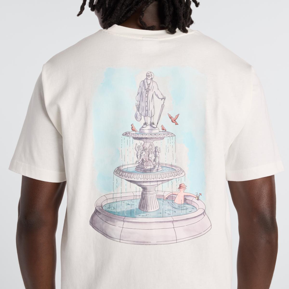 T-shirt Casual de Homem Fountain Branco-marfim-2