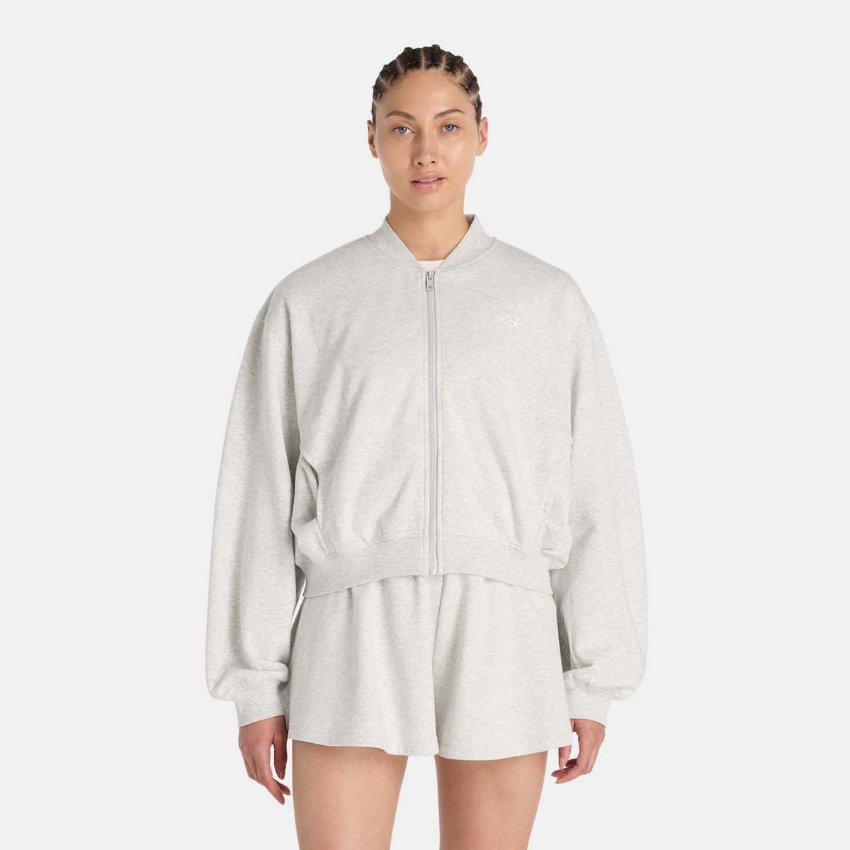 Blusão Bomber Casual de Mulher French Terry Cinzento-1