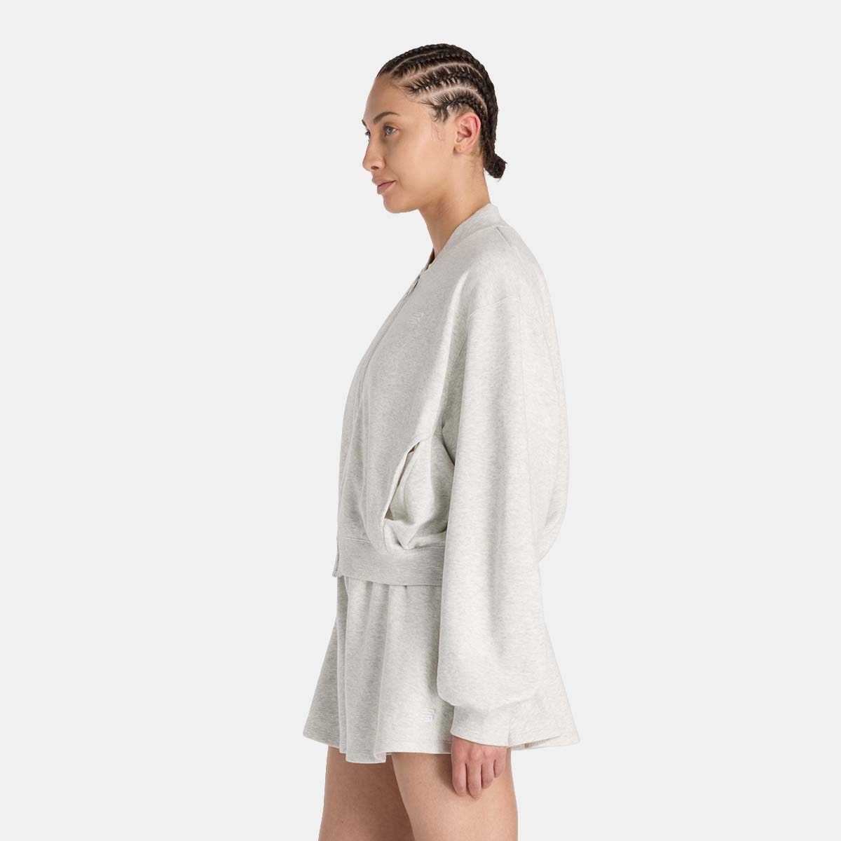 Blusão Bomber Casual de Mulher French Terry Cinzento-2