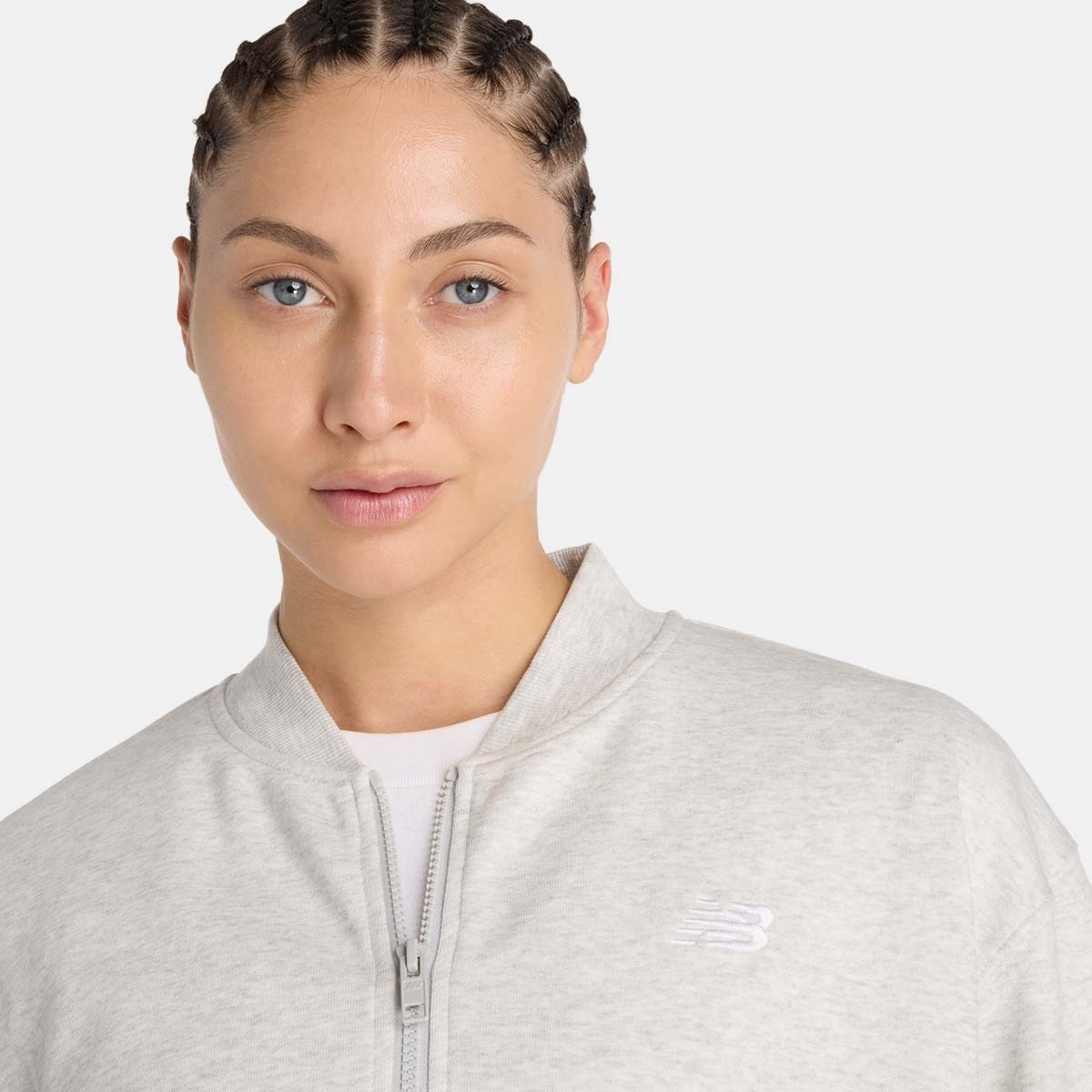 Blusão Bomber Casual de Mulher French Terry Cinzento-4