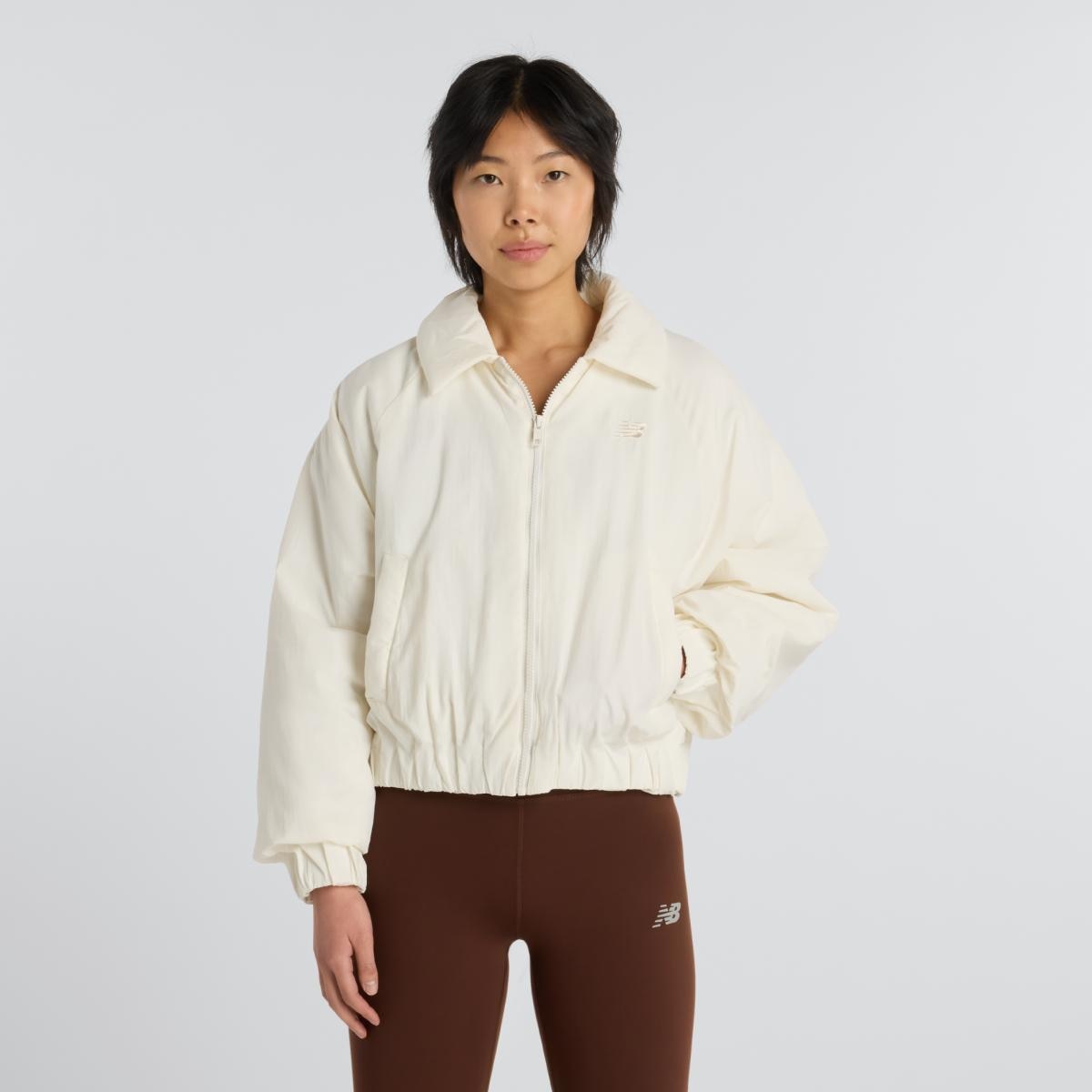 Blusão Bomber Casual de Mulher Woven Branco-marfim-1
