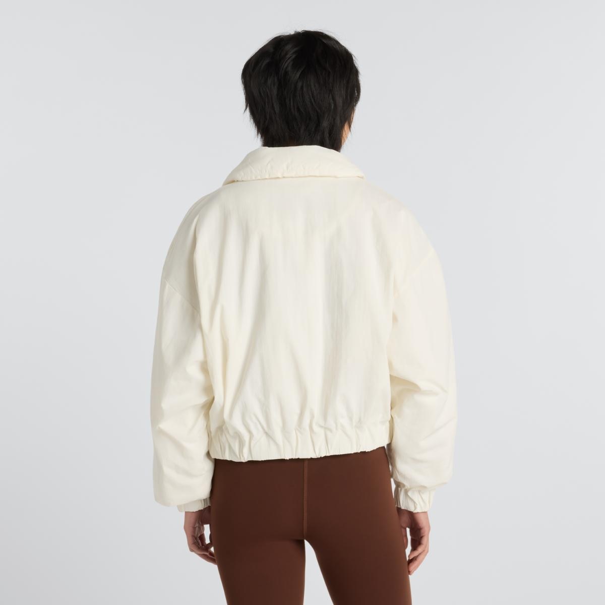 Blusão Bomber Casual de Mulher Woven Branco-marfim-4