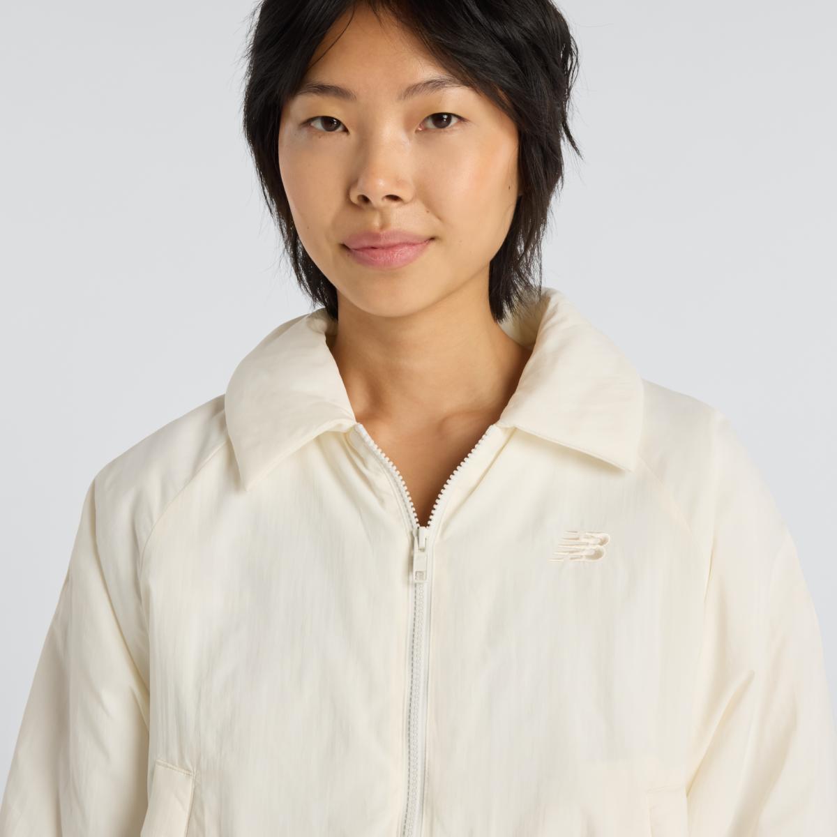 Blusão Bomber Casual de Mulher Woven Branco-marfim-5