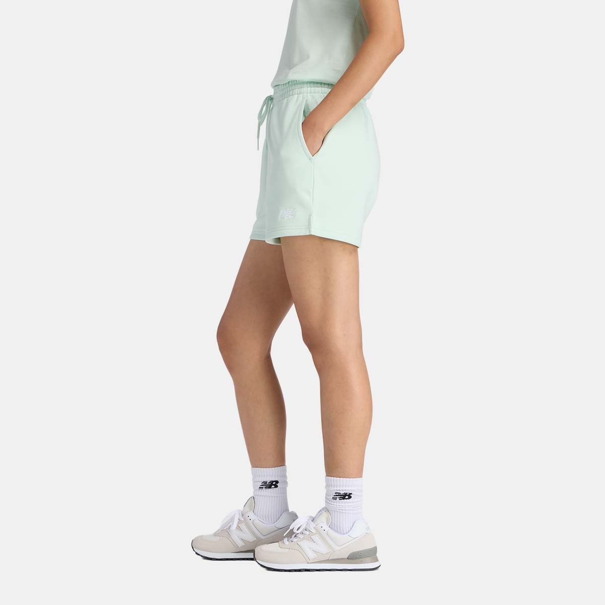 Calções Casual de Mulher Sport Essentials French Terry Verde-menta-2
